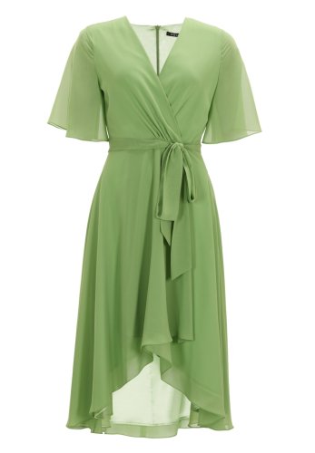 Swing Chiffon Kleid In Wickel Optik Mit V