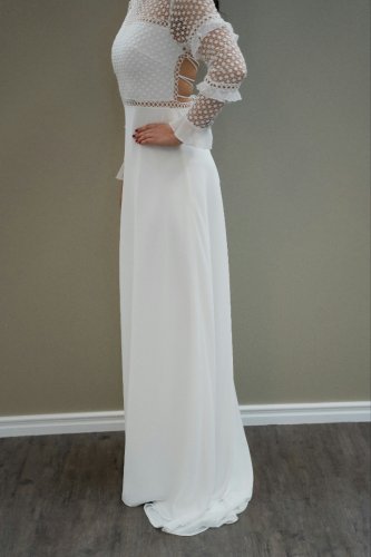 Weise Kleid Aus Chiffon/ Spitze