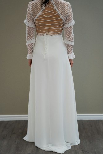Weise Kleid Aus Chiffon/ Spitze