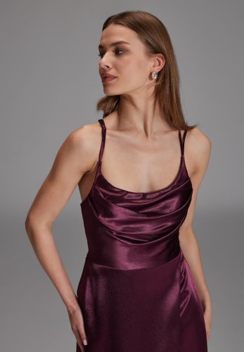 Swing Satin-Abendkleid Mit Gehschlitz