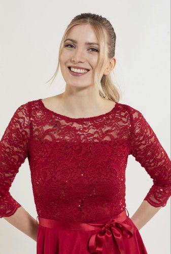 Swing Kleid - Spitze Mit Paillette/Chiffo