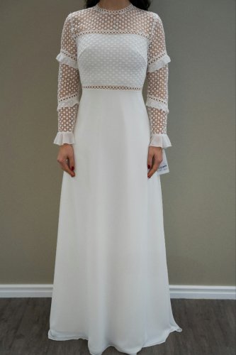 Weise Kleid Aus Chiffon/ Spitze