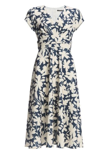 Swing Midi Kleid Aus Bedrucktem Scuba