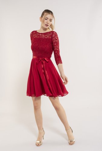 Swing Kleid - Spitze Mit Paillette/Chiffo