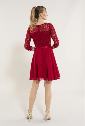 Swing Kleid - Spitze Mit Paillette/Chiffo