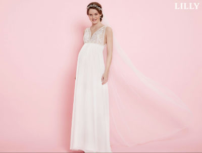 Lilly Umstandsbrautkleid 08-2609-Crt